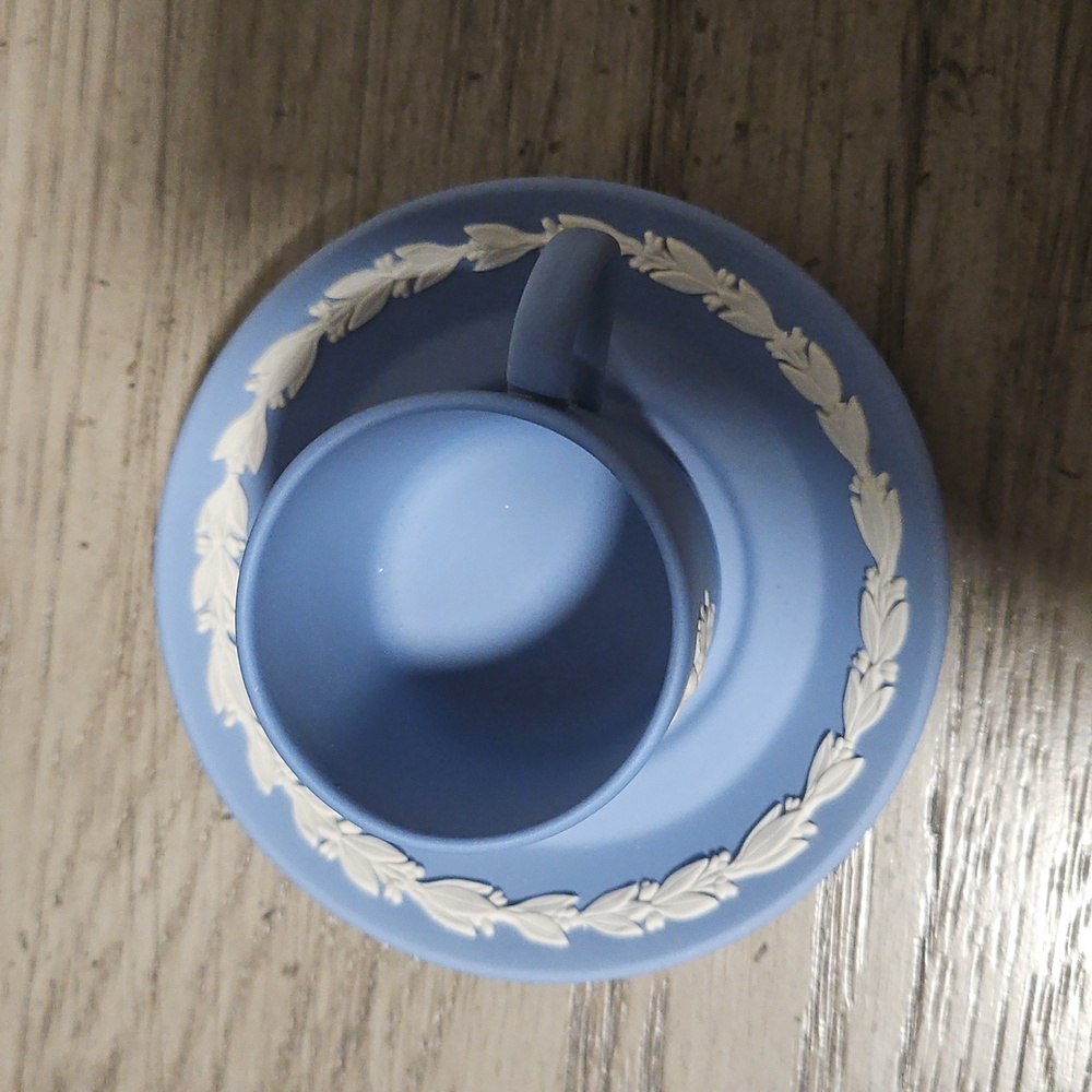 Wedgwood Blue Jasperware Dancing Hours tea cup and saucer - Picture 2 of 6